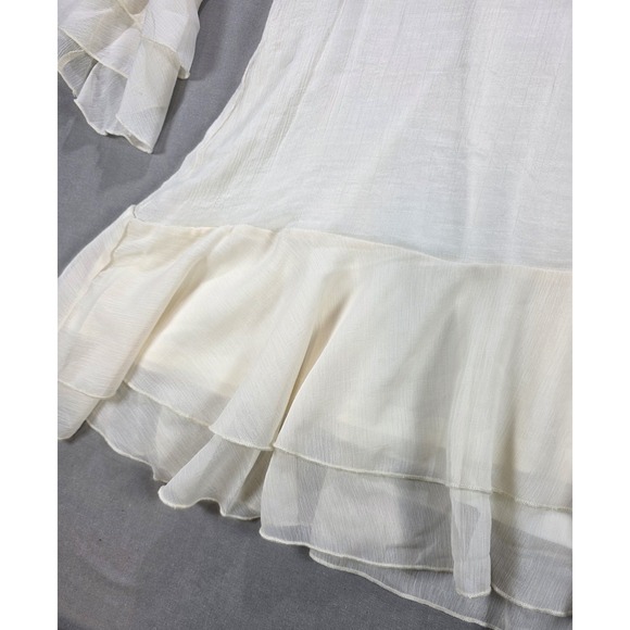 Paisley Vine Women's Tunic Blouse XL 3/4 Bell Sleeve Creme Fairy Bohemian Ruffle - Picture 4 of 7